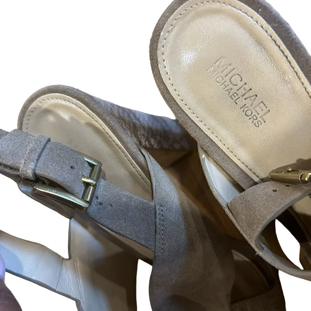 Michael Michael Kors suede Marianna Sling Block Heel snakeskin Sandal